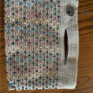 The Sak Limited Edition Back to Bali Cream Knit Handbag with Beaded Accents